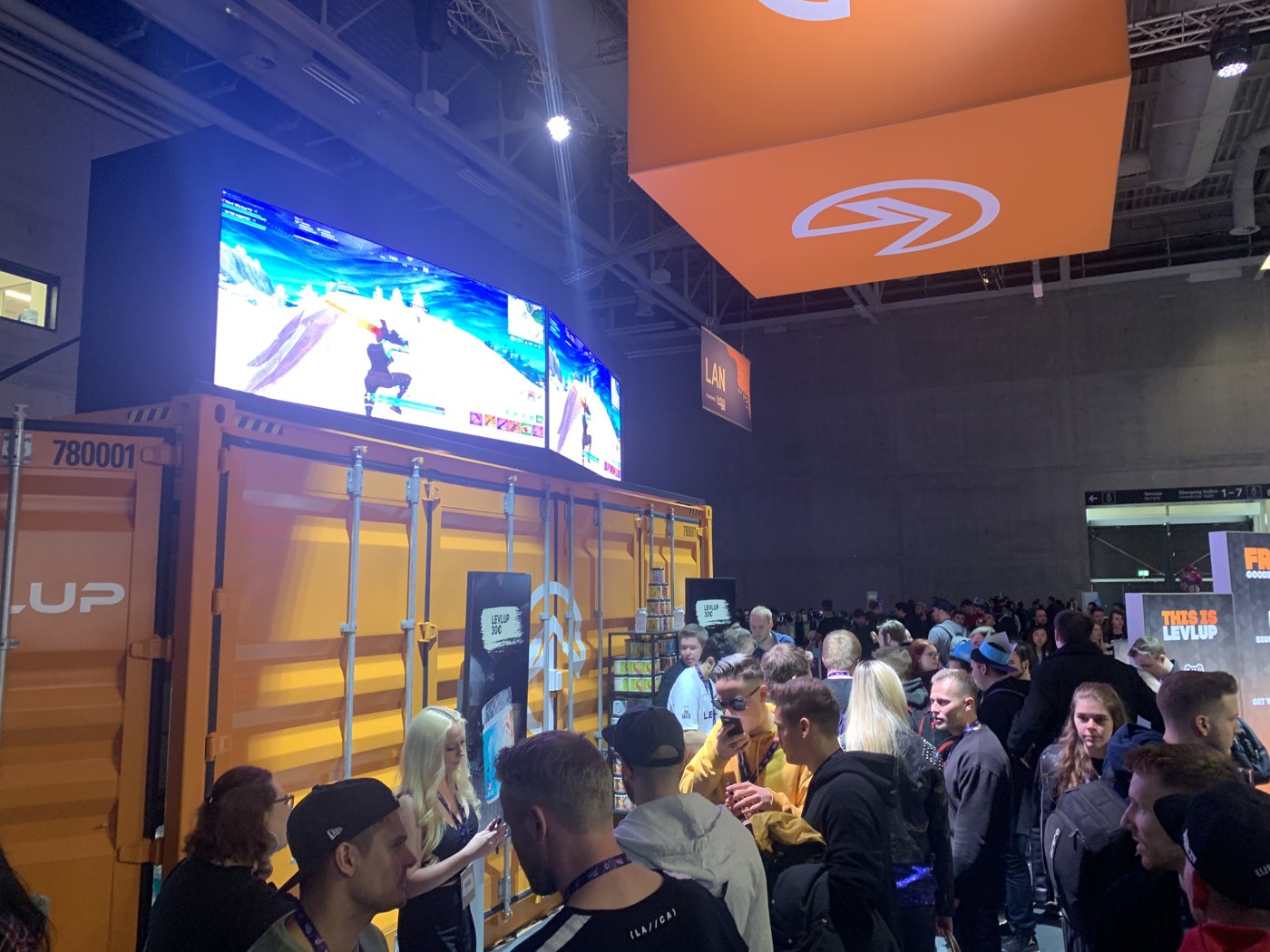 LevlUp brand booth surrounded by customers at a gaming convention